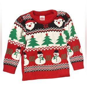 Unisex 4T Holiday Time Red Green White Kids Christmas Sweater